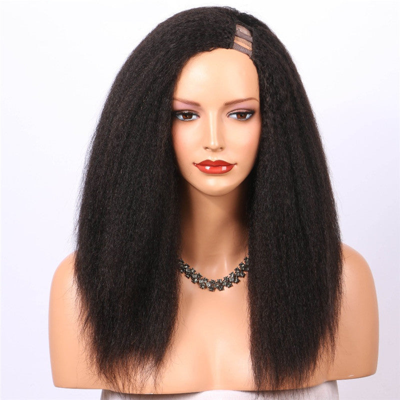 Snv U Part Wig Kinky Straight Hair 180% density pre plucked with natural hairline