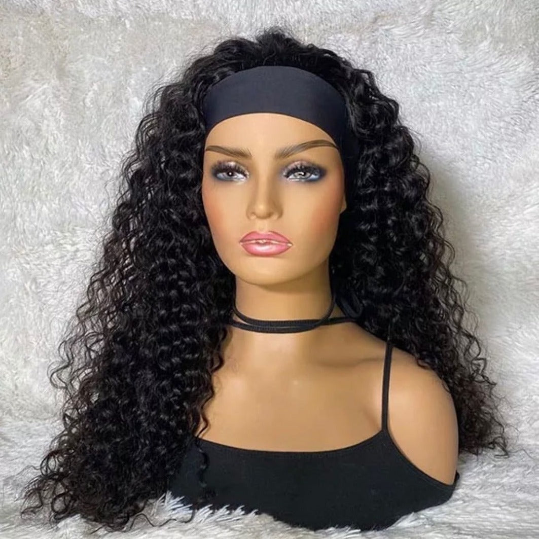 Snv Glueless Wig Water Wave Human Hair Wigs No Glue Silk Scarf Headband Wigs For Beginners 180% Density