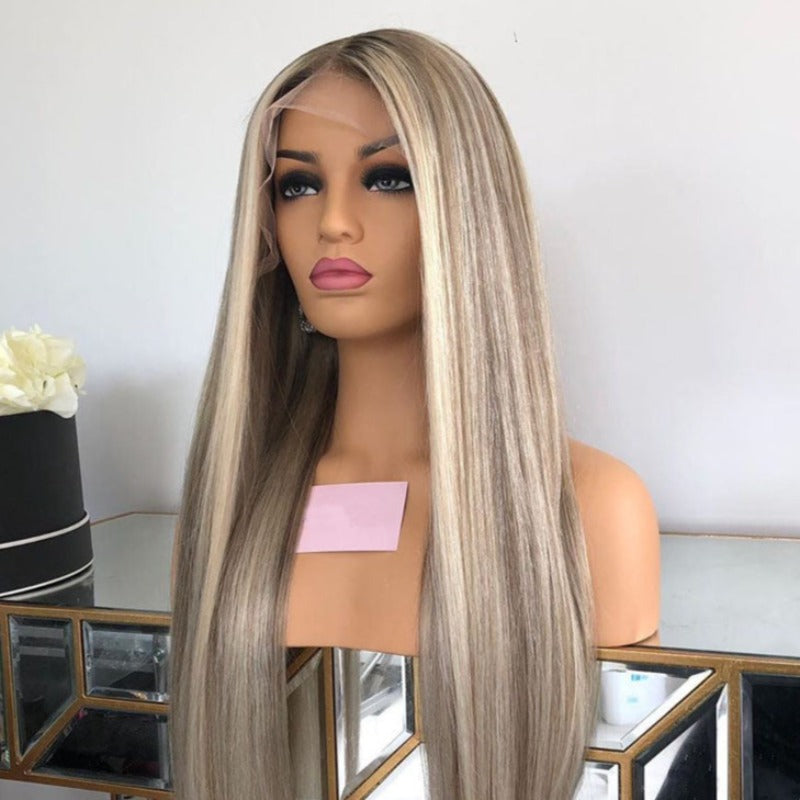 Snv 13x4 Lace Front Wigs Blonde Highlight Straight  hair wigs 180% density