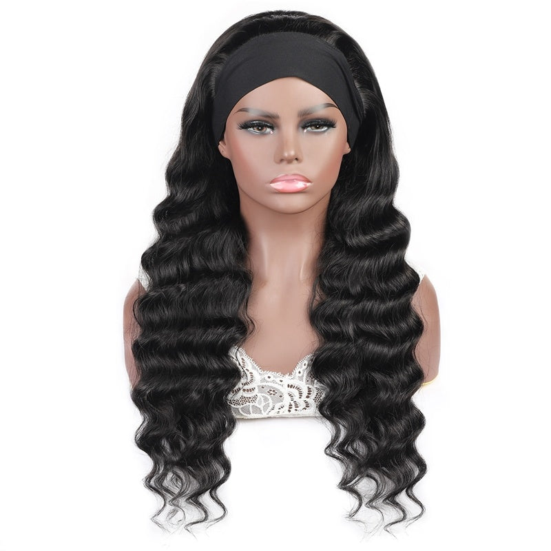 Snv Glueless Wig Loose Deep Wave Human Hair Wigs No Glue Silk Scarf Headband Wigs For Beginners 180% Density