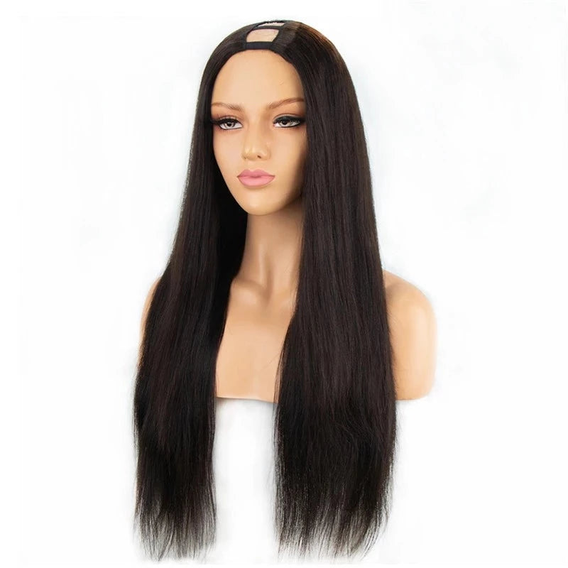 Snv U Part Wigs Straight Human Hair Wig No Leave Out No Glue Beginner Friendly 180% Density Wigs