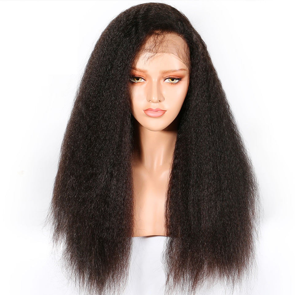 Snv 13x4 HD Lace Front Wigs Kinky Straight Hair Wig Human Hair Side Part 180% Density