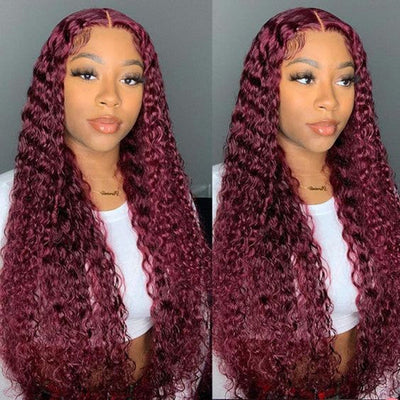 Snv 99J Burgundy Red jerry curly human hair wig 13×4 Lace Front Wigs High quality 180% Density