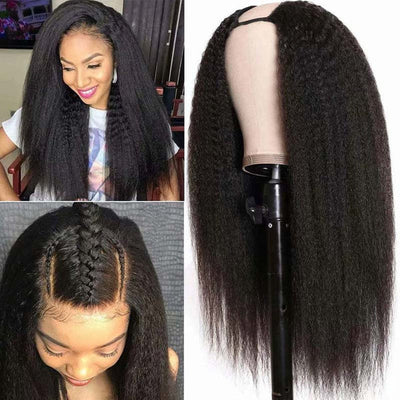 Snv U Part Wig Kinky Straight Hair 180% density pre plucked with natural hairline