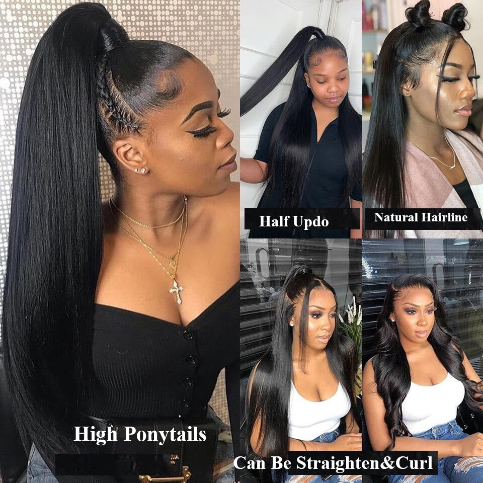 Snv 360 Transparent Lace Wigs Straight Virgin Human Hair Wig Can Do Ponytail Style Preplucked With Baby Hair