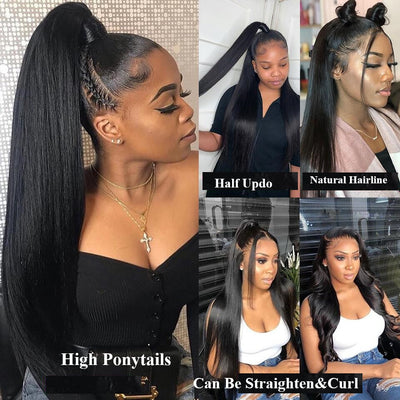 Snv 360 Transparent Lace Wigs Straight Virgin Human Hair Wig Can Do Ponytail Style Preplucked With Baby Hair