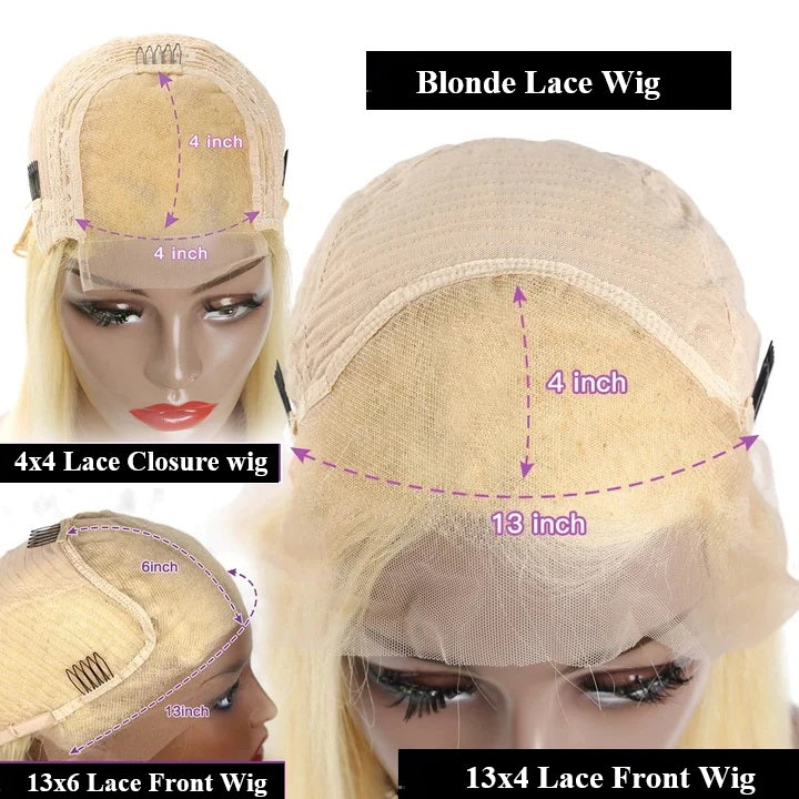 Snv 613 Color Blonde Hair Short straight Bob Wigs 13x4 4x4 lace frontal wig Human Hair Wigs