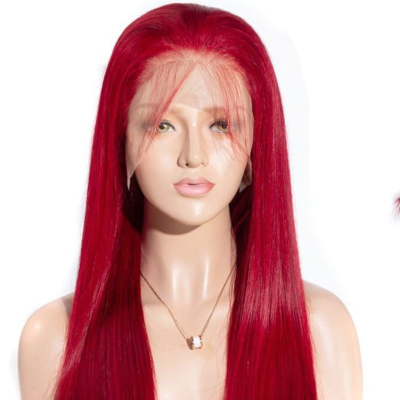 Snv Red colour 13x4 Lace Front Wig Straight Virgin Human Hair Wigs