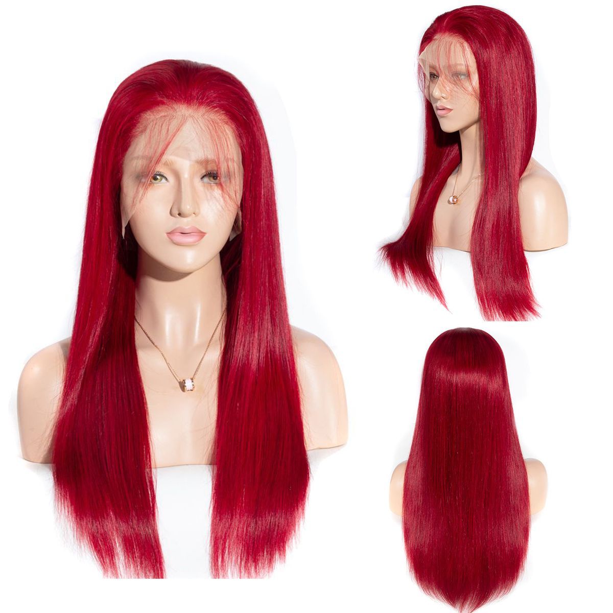 Snv Red colour 13x4 Lace Front Wig Straight Virgin Human Hair Wigs