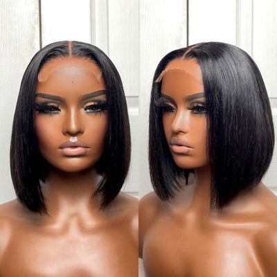 Snv Bob Wig  4x4  Lace Front Wigs Short Straight Human Hair wigs Pre Plucked With Baby Hair