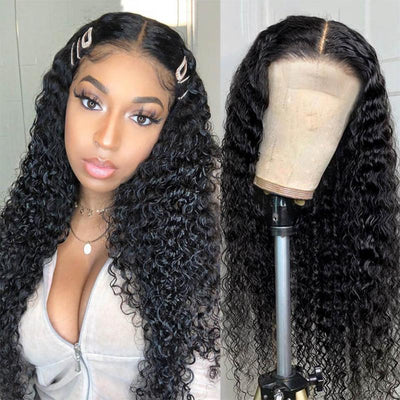 Snv 4×4 Lace Closure Wig Deep Wave Human Hair Wigs preplucked with baby hair 180% density