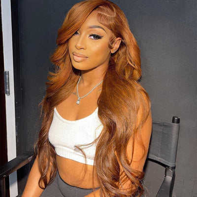 Snv Ginger Brown Body Wave Wigs  13X4 Lace Frontal Wigs Brown Colored Human Hair Wigs For Women