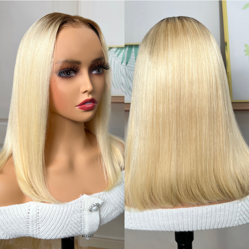 Snv 13×4 Lace Front Wigs 613 Blonde straight Wig With Dark Roots Human Hair 180% density