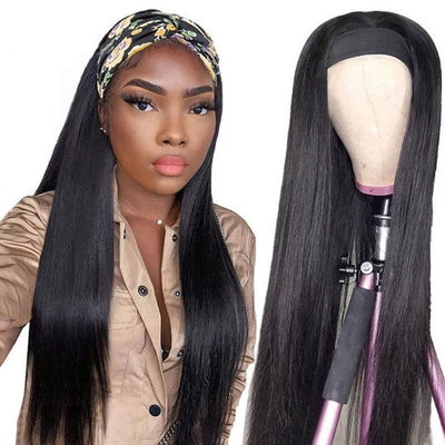 Snv Glueless Wig Straight Human Hair Wigs No Glue Silk Scarf Headband Wigs For Beginners 180% Density