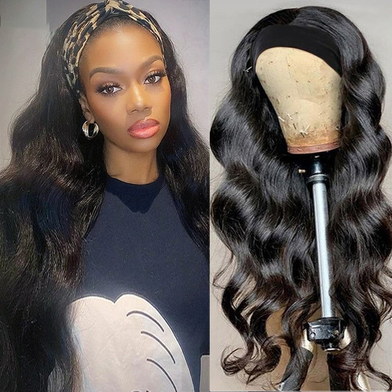 Snv Glueless Wig Body Wave Human Hair Wigs No Glue Silk Scarf Headband Wigs For Beginners 180% Density