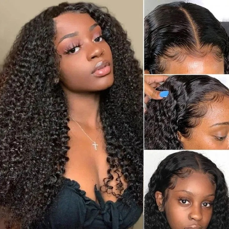 Snv 13x4 Lace Front Wigs Kinky Curly Wig Human Hair Side Part 180% Density