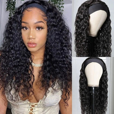 Snv Glueless Wig Deep Wave Human Hair Wigs No Glue Silk Scarf Headband Wigs For Beginners 180% Density