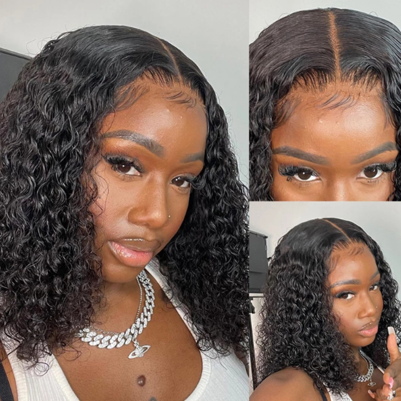 Snv 4x4 13x4 Lace Front wigs curly Bob Human Hair Wigs Pre Plucked With Baby Hair