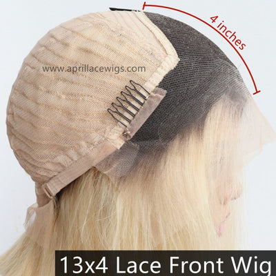 Snv 13×4 Lace Front Wigs 613 Blonde straight Wig With Dark Roots Human Hair 180% density