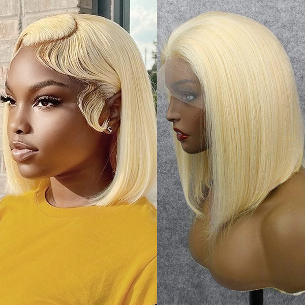 Snv 613 Color Blonde Hair Short straight Bob Wigs 13x4 4x4 lace frontal wig Human Hair Wigs