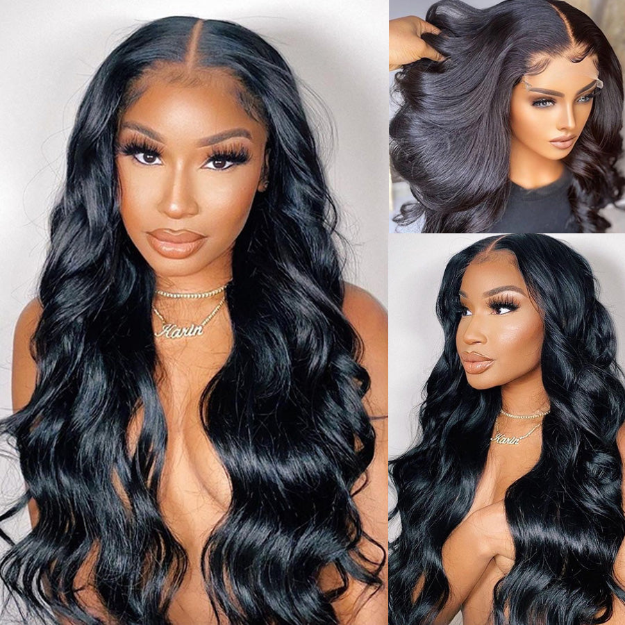 Snv 4×4 Lace Closure Wig transparent lace wig Body Wave Human Hair Wigs preplucked with baby hair