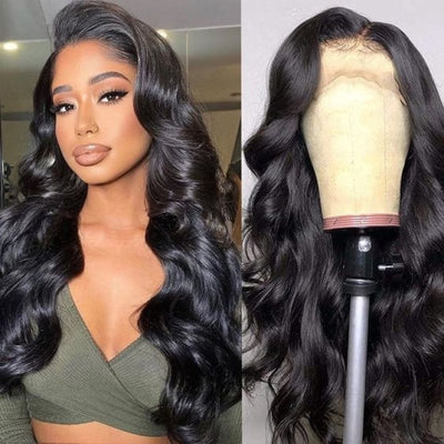 Snv 4×4 Lace Closure Wig transparent lace wig Body Wave Human Hair Wigs preplucked with baby hair