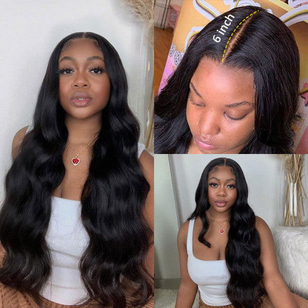 Snv 6×6 Lace Closure Wigs Baby Wave Virgin Human Hair Wig Pre Plucked With Baby Hair 100% Brazilian Human Hair 180% Density