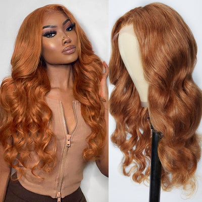 Snv Ginger Brown Body Wave Wigs  13X4 Lace Frontal Wigs Brown Colored Human Hair Wigs For Women