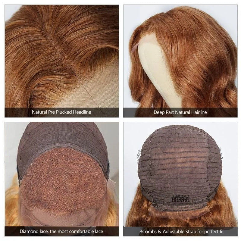 Snv Ginger Brown Body Wave Wigs  13X4 Lace Frontal Wigs Brown Colored Human Hair Wigs For Women