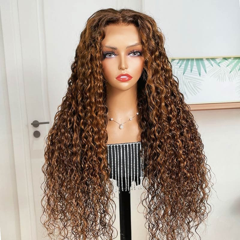 Snv 13×4 Lace Front Wigs Highlight colored wig  Water Wave hair wig 180% density