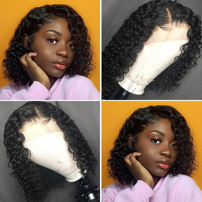 Snv 4x4 13x4 Lace Front wigs curly Bob Human Hair Wigs Pre Plucked With Baby Hair