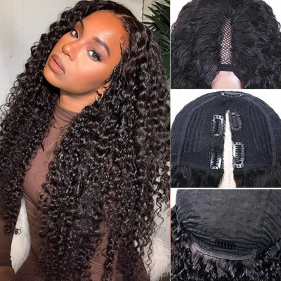 Snv V Part Wigs Kinky Curly Human Hair Wig No Leave Out No Glue Beginner Friendly 180% Density Wigs