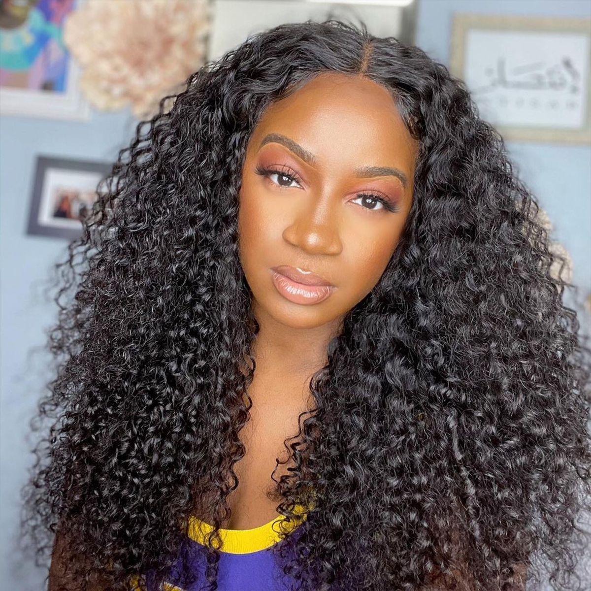 Snv V Part Wigs Kinky Curly Human Hair Wig No Leave Out No Glue Beginner Friendly 180% Density Wigs