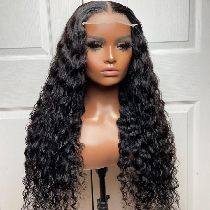 Snv 4×4 Lace Closure Wig Deep Wave Human Hair Wigs preplucked with baby hair 180% density