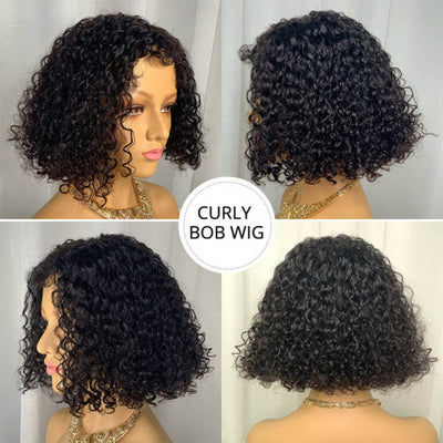 Snv 4x4 13x4 Lace Front wigs curly Bob Human Hair Wigs Pre Plucked With Baby Hair