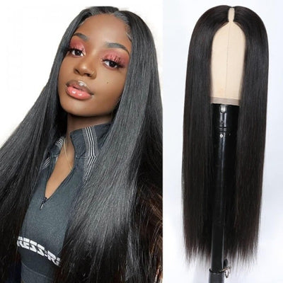 Snv V Part Straight Human Hair Wig No Leave Out No Glue Beginner Friendly 180% Density Wigs