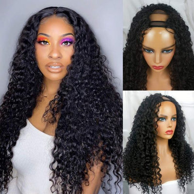 Snv U Part Wigs Deep Wave Human Hair Wig No Leave Out No Glue Beginner Friendly 180% Density Wigs