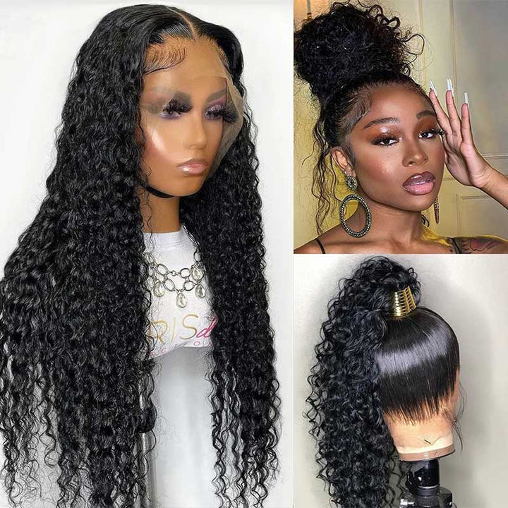 Snv 360 Transparent Lace Wigs Deep Wave Virgin Human Hair Wig Can Do Ponytail Style Preplucked With Baby Hair