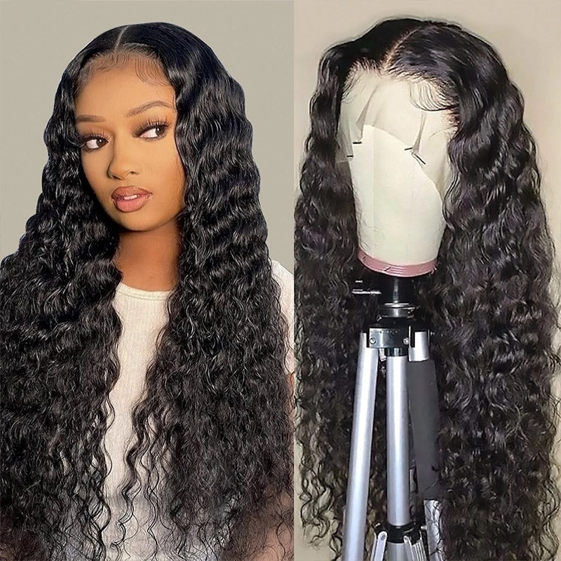 Snv high quality 13×6 transparent Lace Front Wigs deep wave Virgin Human Hair wigs With Pre-Plucked Hairline