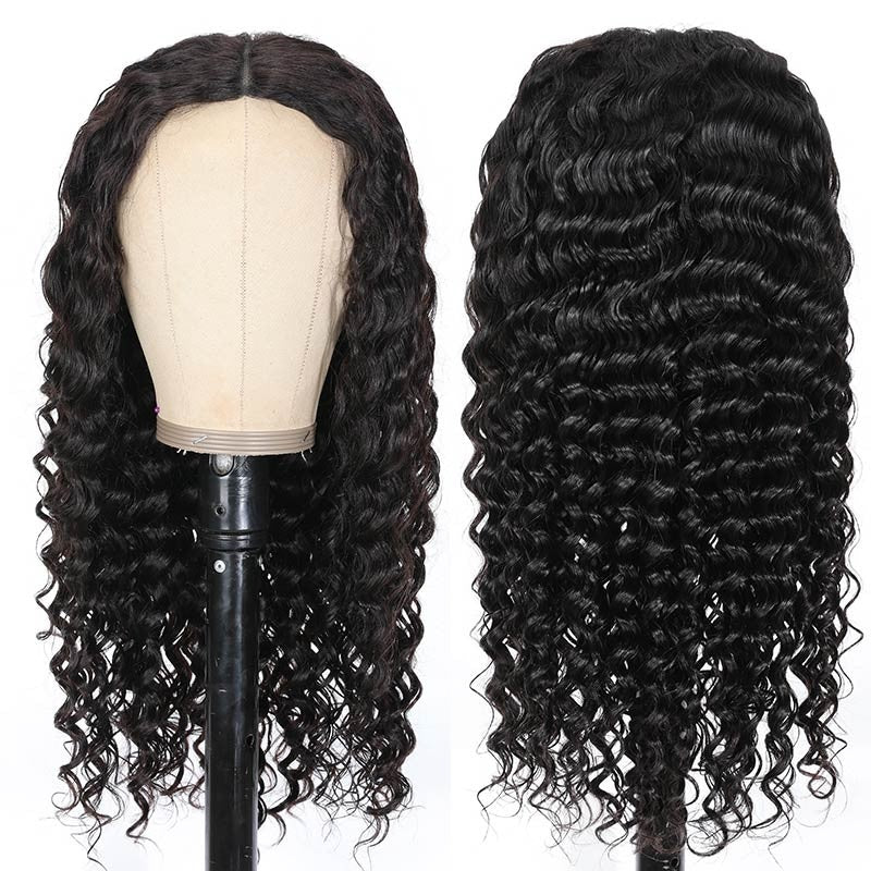 Snv V Part Wigs Water Wave Human Hair Wig No Leave Out No Glue Beginner Friendly 180% Density Wigs