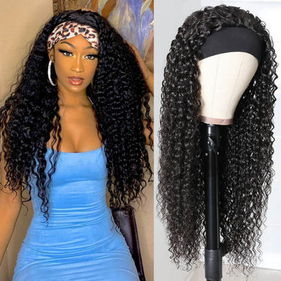 Snv Glueless Wig Deep Wave Human Hair Wigs No Glue Silk Scarf Headband Wigs For Beginners 180% Density