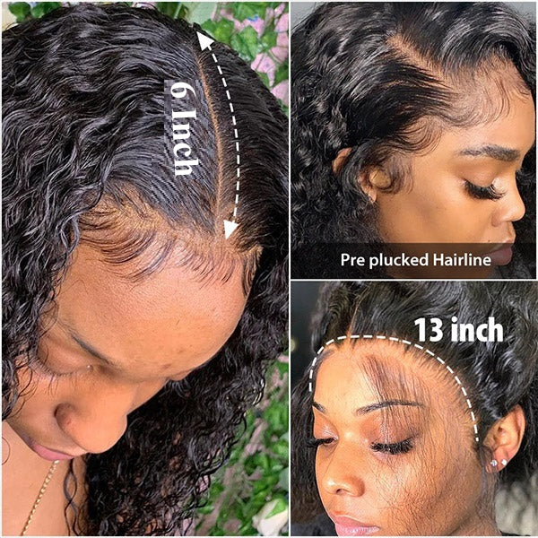 Snv high quality 13×6 transparent Lace Front Wigs deep wave Virgin Human Hair wigs With Pre-Plucked Hairline