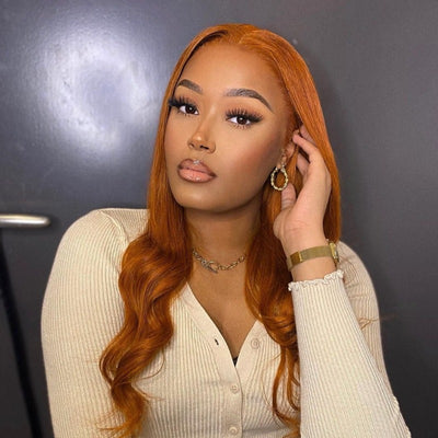 Snv Color Orange Ginger Body Wave 13*4 Lace Front Wig 180% Density