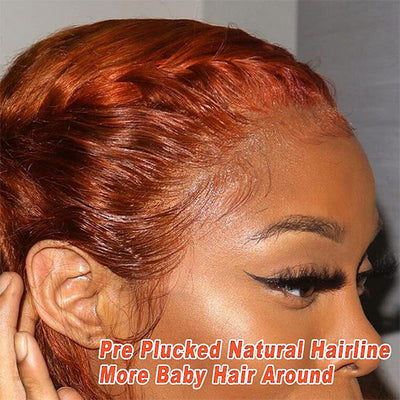 Snv Ginger Orange colored wig Water Wave human hair 13x4 Lace Front wig 180% Density