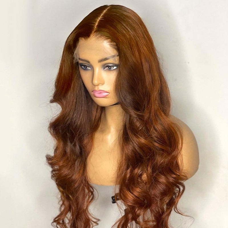 Snv Ginger Brown Body Wave Wigs  13X4 Lace Frontal Wigs Brown Colored Human Hair Wigs For Women