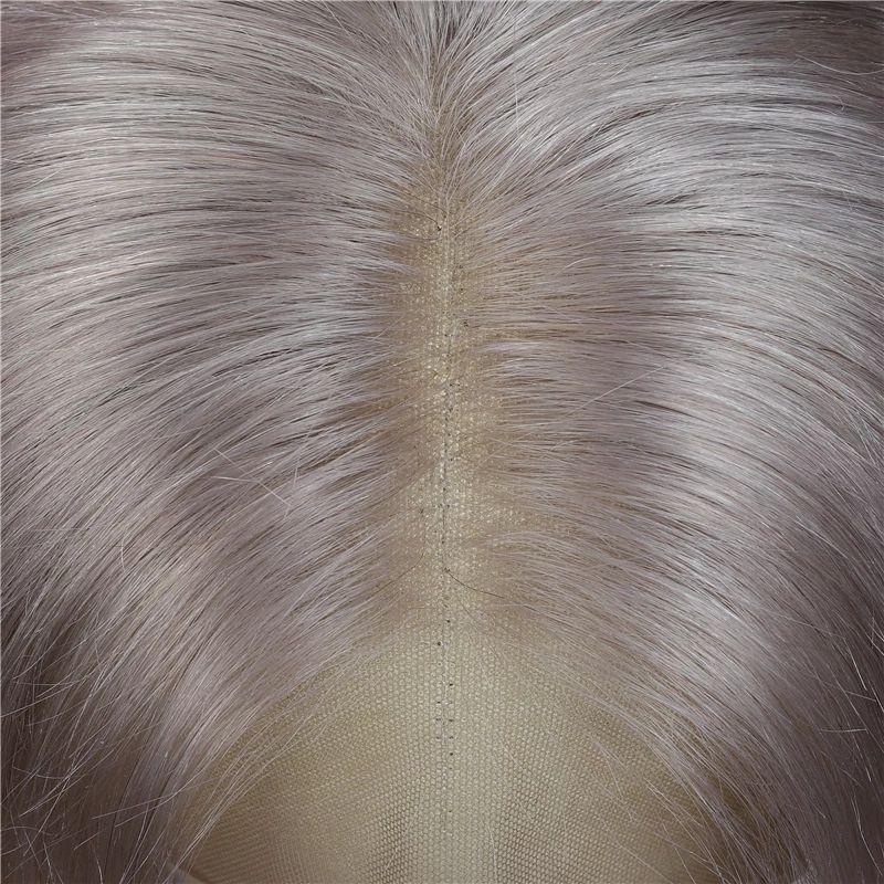 Snv White Grey Wig Human Hair Straight 13x4 Lace Front Wig Pre Plucked 180% Density