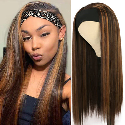 Snv Highlight Straight Headband Wig Human Hair Wigs for black Women Brazilian Virgin Hair Glueless Scarf Wig