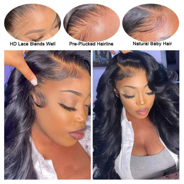 Snv Skin Melted 5x5 HD Lace Closure Wigs Body Wave Virgin Human Hair wig Pre-Plucked With Natural Hairline