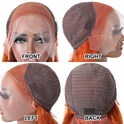 Snv Ginger Orange colored wig Water Wave human hair 13x4 Lace Front wig 180% Density