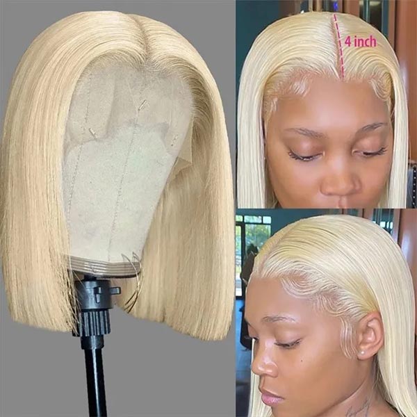 Snv 613 Color Blonde Hair Short straight Bob Wigs 13x4 4x4 lace frontal wig Human Hair Wigs